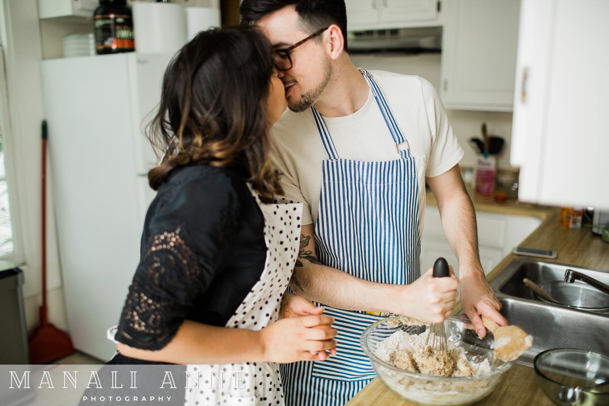 making cookies: San Francisco engagement session at home