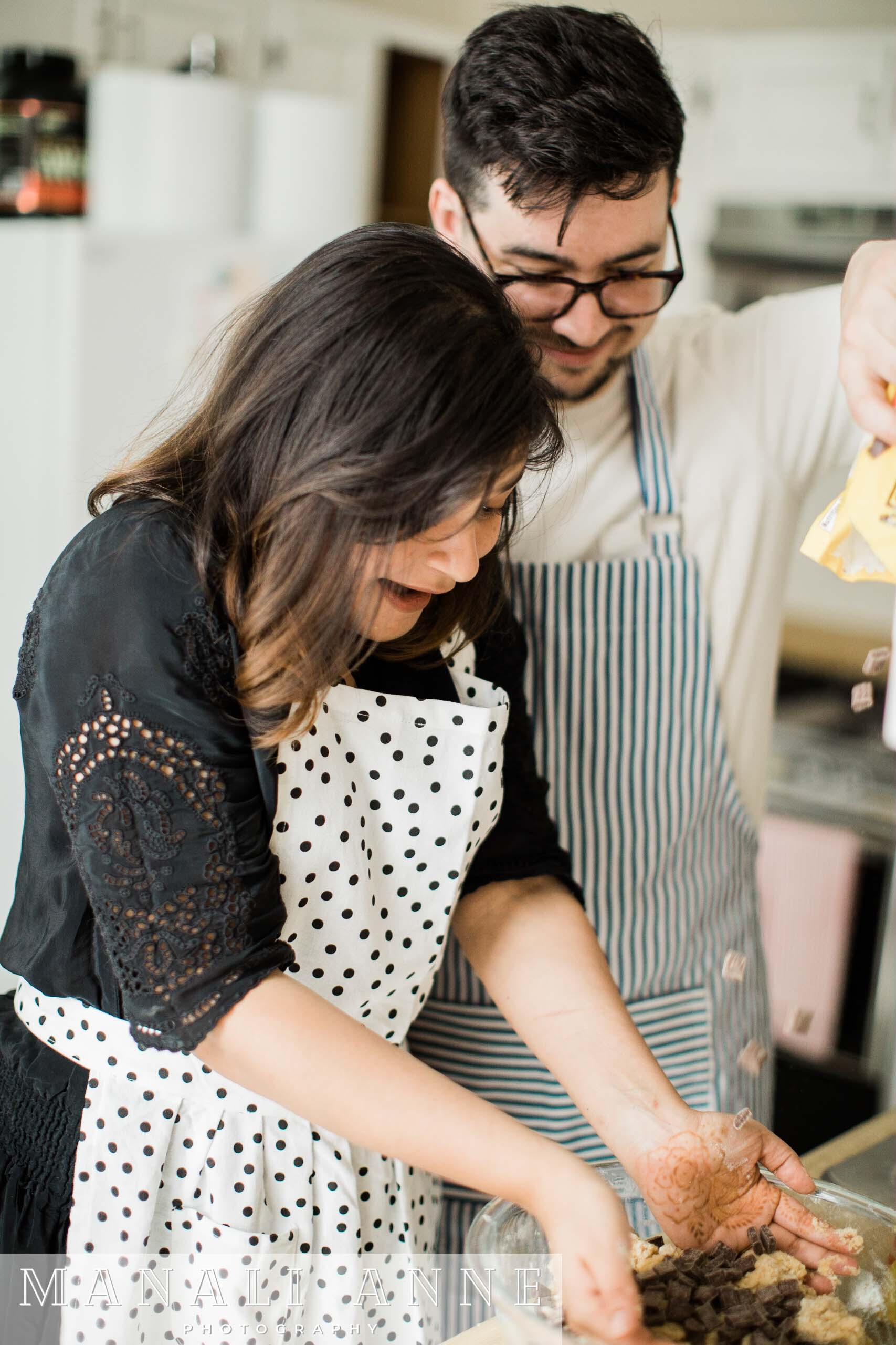 making cookies: San Francisco engagement session at home