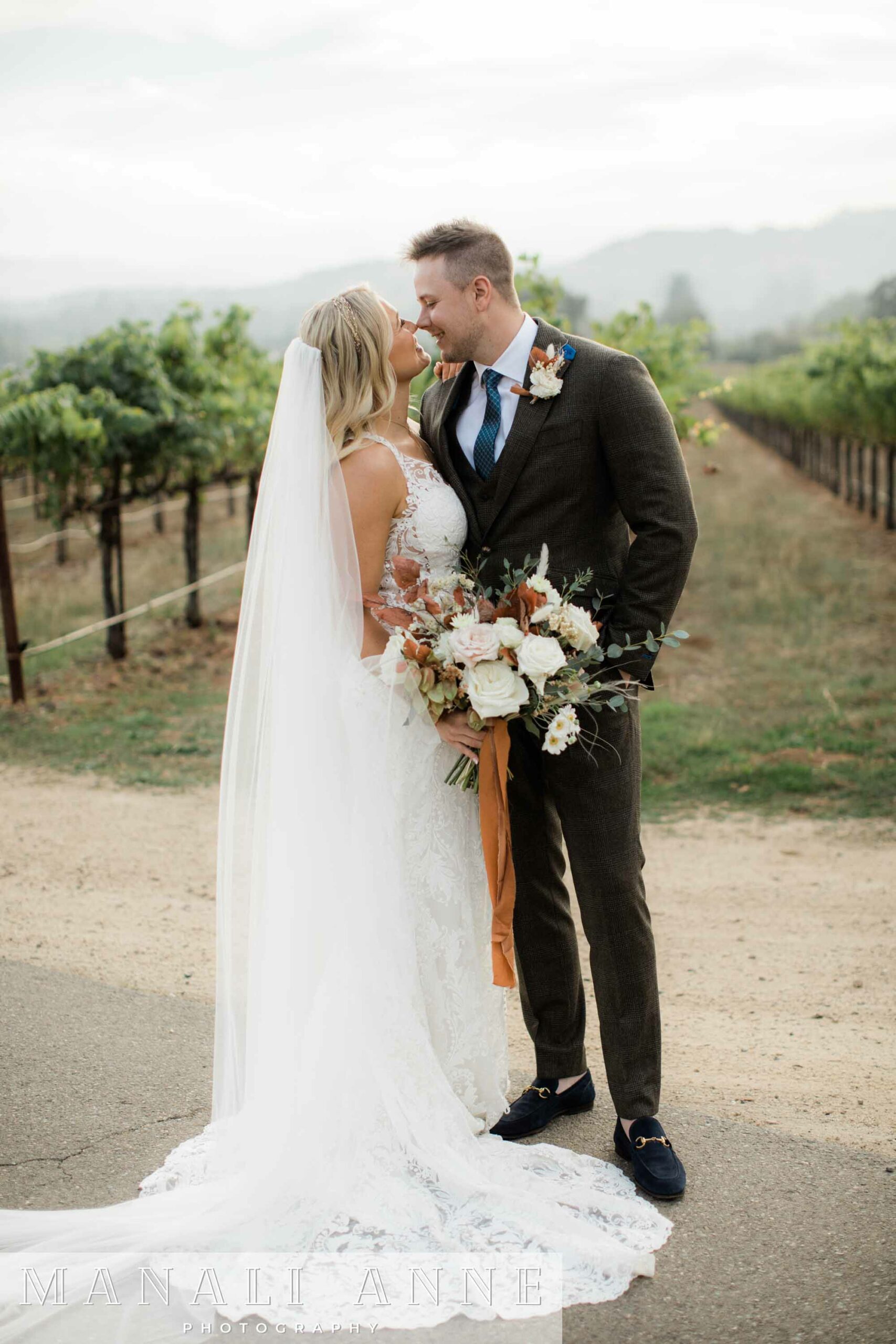 Wedding portraits at Chateau St. Jean Winery