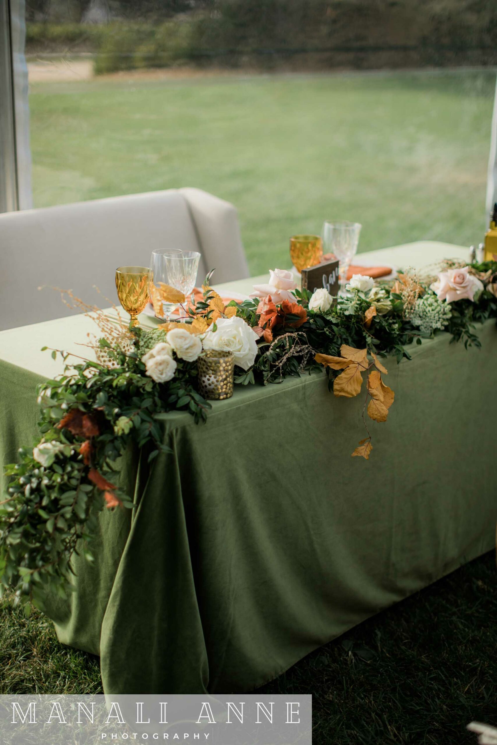 Floral table dressings at Chateau St. Jean Winery, Kenwood, CA