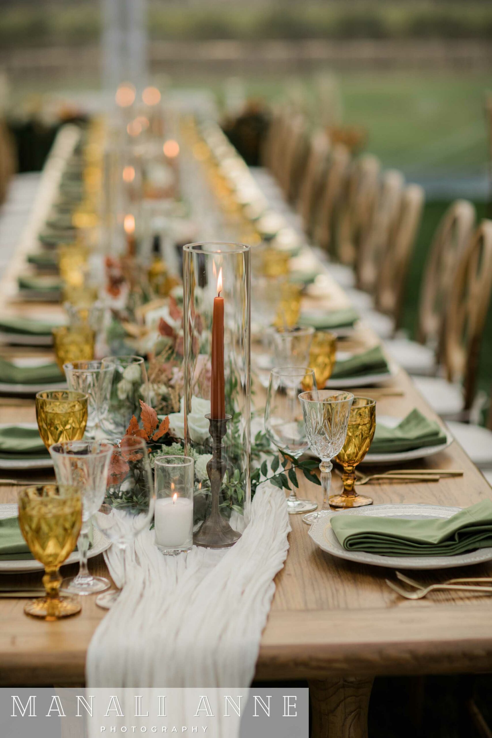 Floral table dressings at Chateau St. Jean Winery, Kenwood, CA