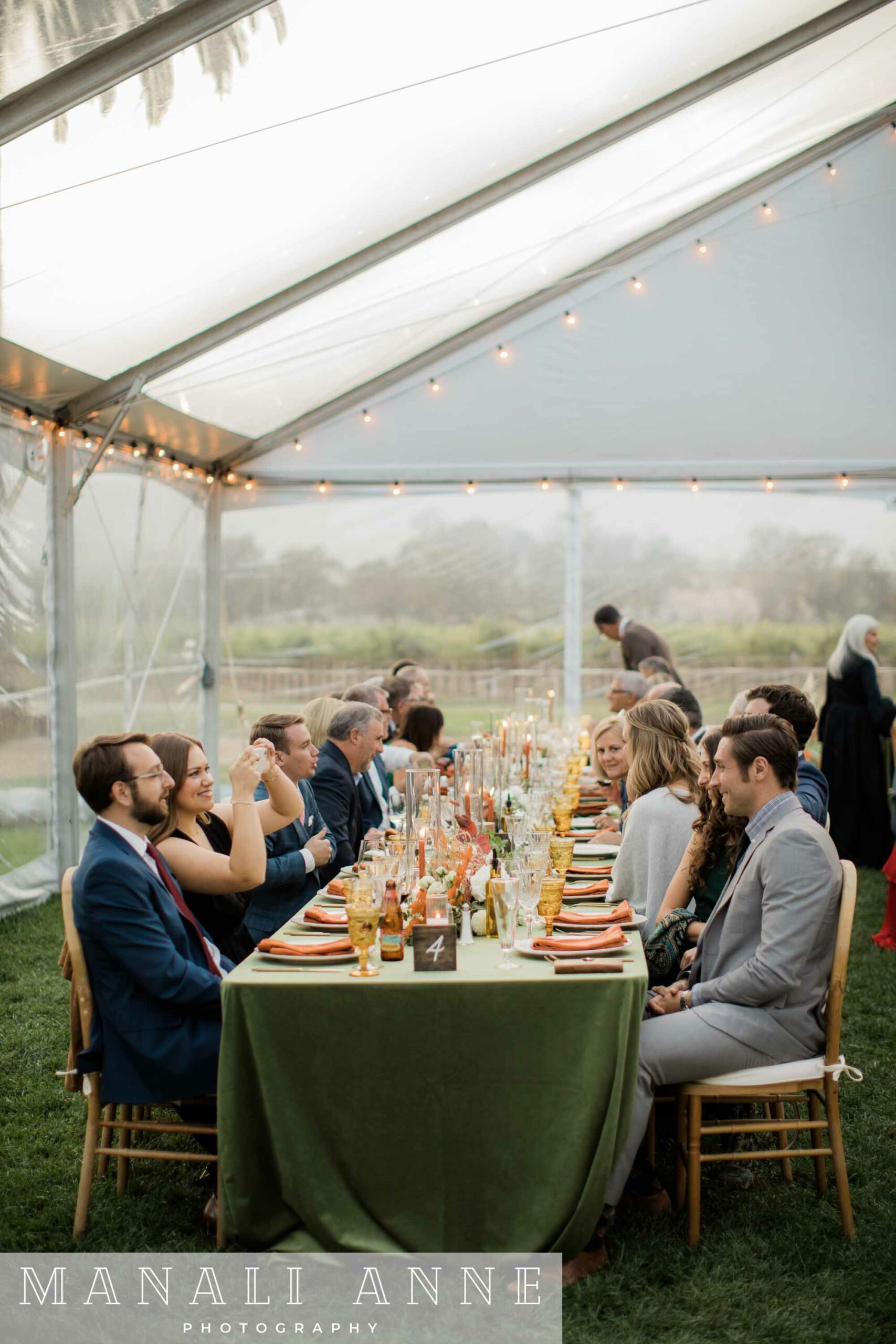 reception details at fall wedding at Chateau St. Jean Winery, Kenwood, CA