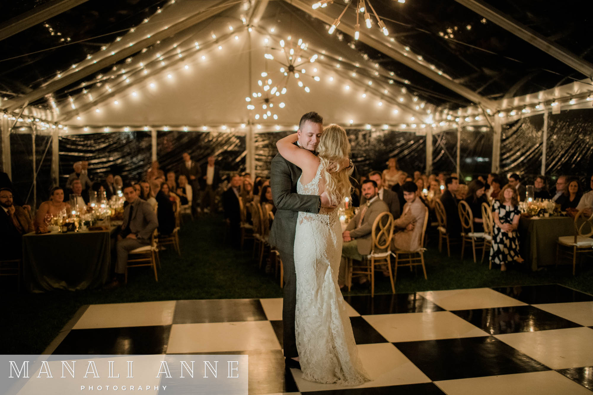 Newlyweds first dance at at Chateau St. Jean Winery, Kenwood, CA