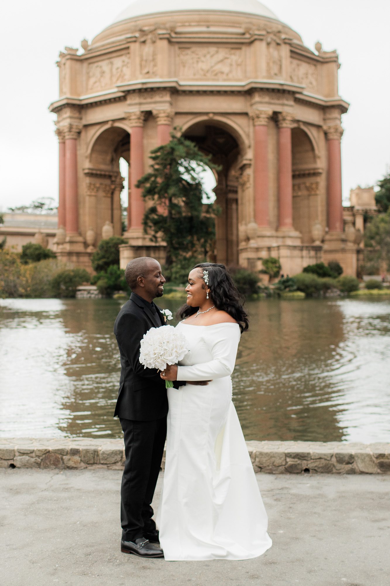 Bride and Groom in front of San Francisco City Hall